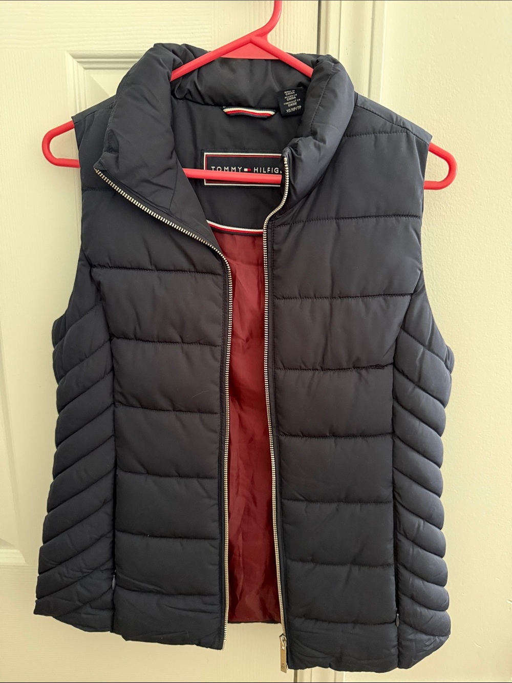 Tommy Hilfiger Navy Quilted Puffer Vest with Red Interior